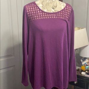 Maroon design scoop neck knit shirt Lane Bryant